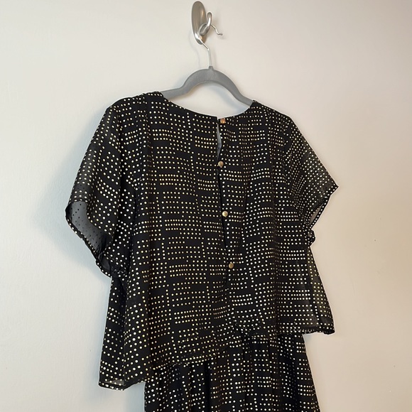 Black mini party dress with gold dot pattern - Picture 3 of 4